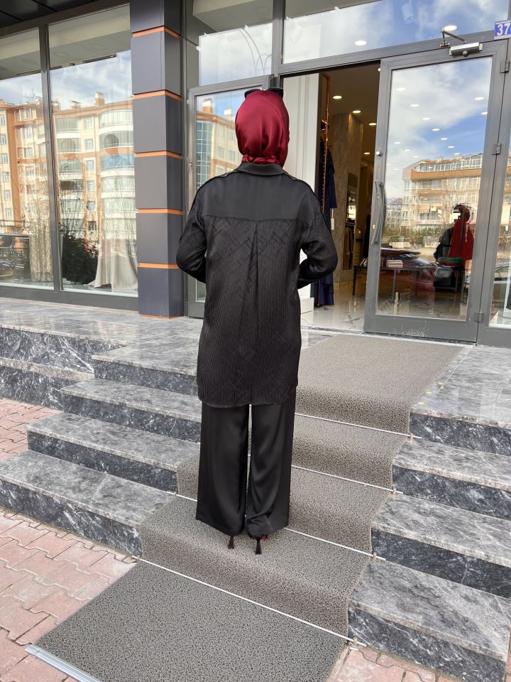 MY1446-ÇİZGİLİ SATEN PANTOLONLU TAKIM