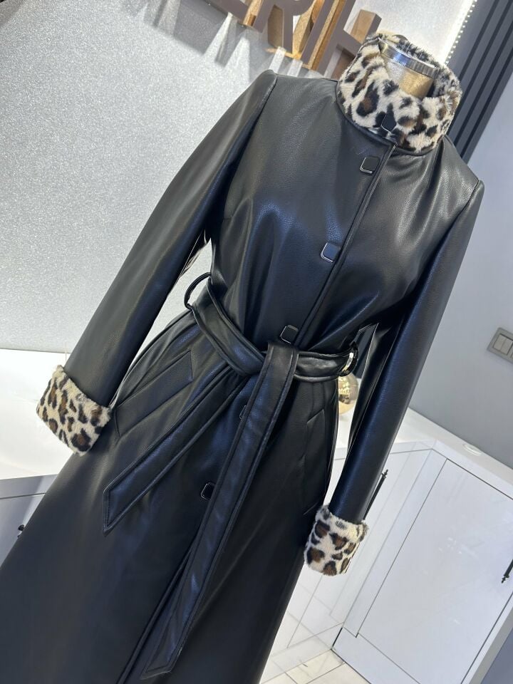 MT6979-LEOPAR DESENLİ DERİ KABAN